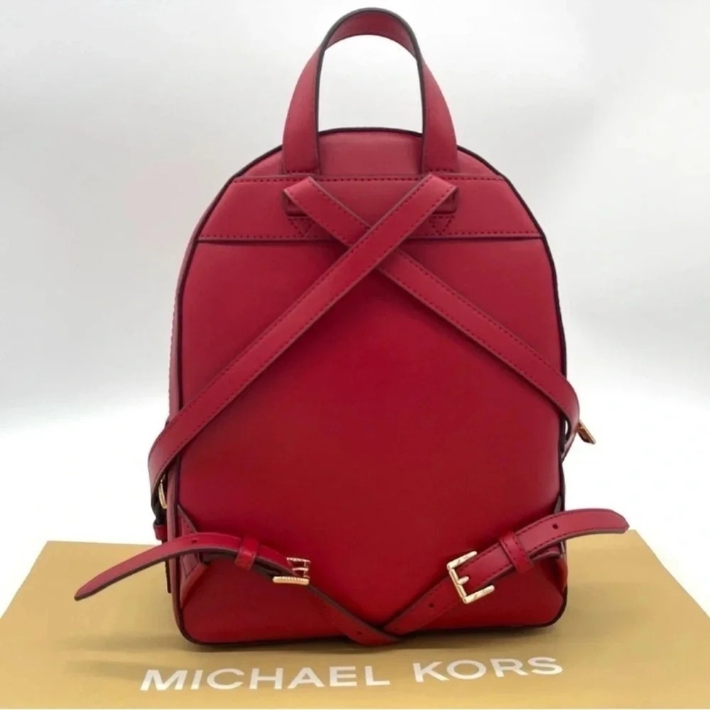 Michael Kors Medium Jaycee Backpack Red/Gold - Picture 5 of 13